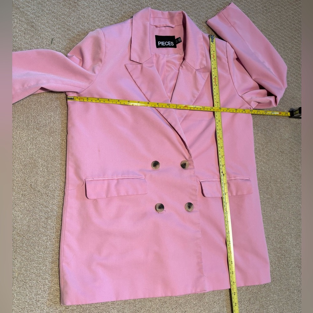 Pieces | Pink Double Breasted Oversized Blazer (S) - Picture 8 of 9